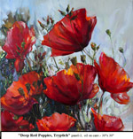 Deep Red Poppies-Triptych, panel 3, Oil on Canvas